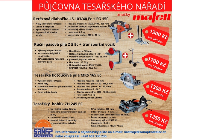 PŮJČOVNA TESAŘSKÉHO NÁŘADÍ